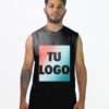 Remera sin mangas negra personalizada con tu logo estampado en DTF