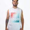 Remera sin mangas blanca personalizada con tu logo estampado en DTF