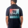 Chomba de piqué negra personalizada con tu logo estampado en DTF