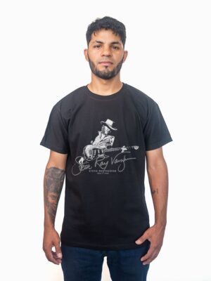 Remera negra con estampa de Steve Ray Vaughan