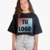Crop top oversize unisex negro personalizado con tu logo estampado en DTF