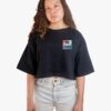 Crop top oversize unisex negro personalizado con tu logo estampado en DTF