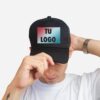 Gorra trucker de gabardina premium negra personalizada con tu logo