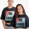 Crop top oversize unisex negro personalizado con tu logo estampado en DTF