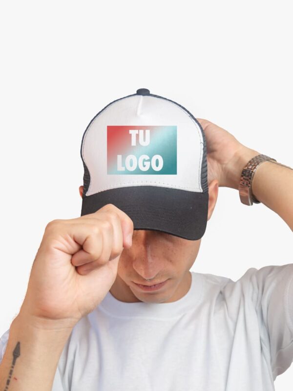 Gorra trucker de gabardina premium negra personalizada con tu logo