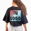 Crop top oversize unisex negro personalizado con tu logo estampado en DTF