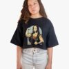 Crop top oversize negro con estampa de mona lisa musculosa