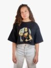 Crop top oversize negro con estampa de mona lisa musculosa