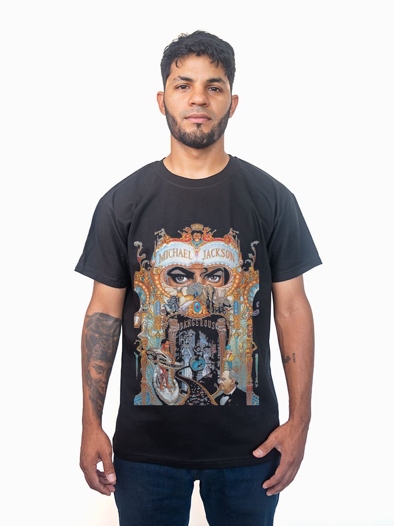Remera-Michael-Jackson-Dangerous Remera negra con estampa del rey del pop Michael Jackson de Album Dangerous
