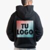 Campera personalizada friza invisible unisex negra con tu logo estampado en DTF
