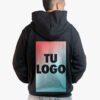 Campera personalizada friza invisible unisex negra con tu logo estampado en DTF