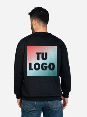 Buzo Cuello redondo Negro estampado con tu logo