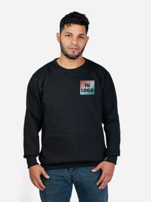Buzo Cuello redondo Negro estampado con tu logo
