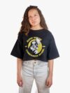 Crop Top negro con estampa de Goku Saiyan School de anime Dragon Ball