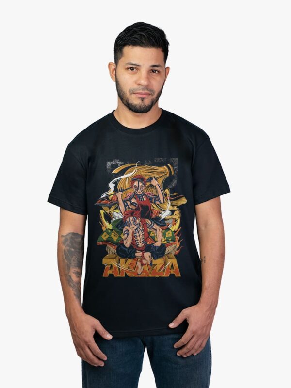 Remera negra con estampa de Akaza de Kimetsu No Yaiba Demon Slayer