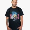 Remera negra con estampa de Vegeta estilo cartoon de anime Dragon Ball