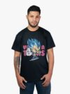 Remera negra con estampa de Vegeta estilo cartoon de anime Dragon Ball