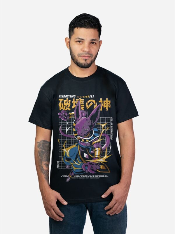 Remera negra con estampa de Goku grande y chico de anime Dragon Ball