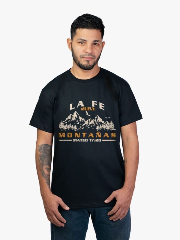 Remera cristiana la fe mueve montañas