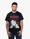 Remera negra con estampa de Rengoku de Demon Slayer