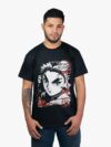 Remera negra con estampa de Rengoku de Demon Slayer
