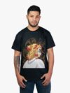 Remera negra con estampa de Rengoku de Demon Slayer