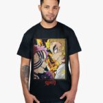 Remera negra con estampa de Rengoku y Akaza de Demon Slayer