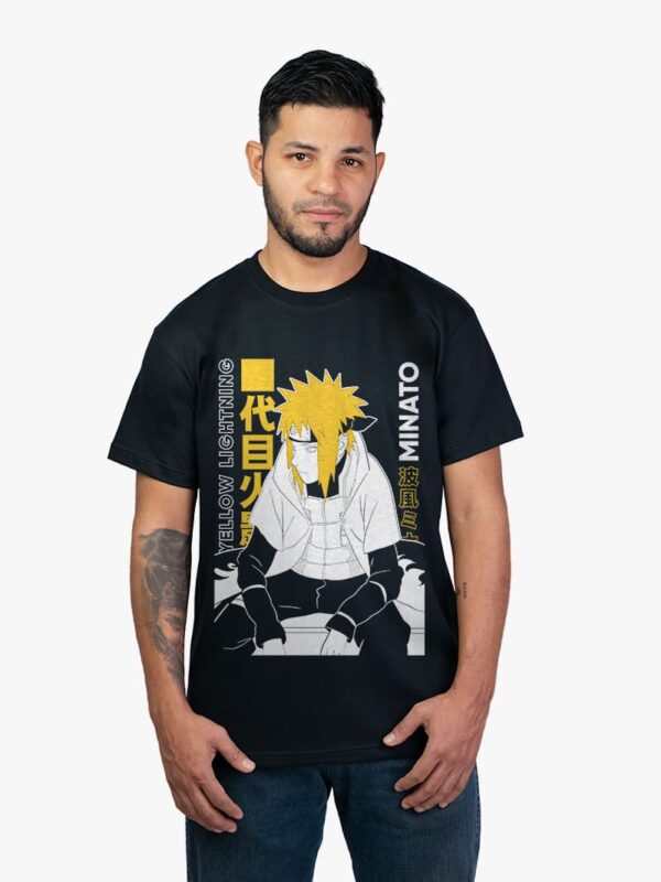 Remera negra con estampa de Minato de Naruto