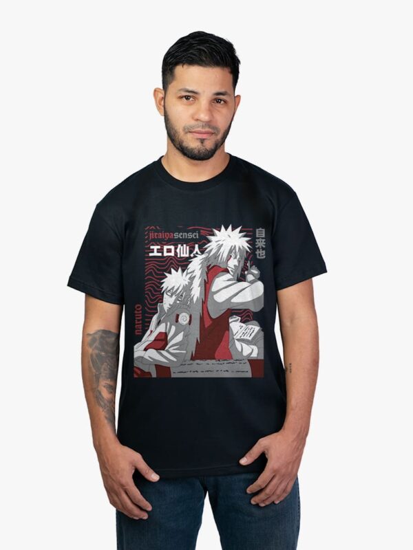 Remera negra con estampa de Naruto y Jiraiya de Naruto