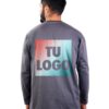 Remera manga larga Gris Topo personalizada con tu logo estampado en DTF