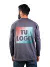 Remera manga larga Gris Topo personalizada con tu logo estampado en DTF