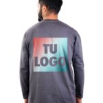 Remera manga larga Gris Topo personalizada con tu logo estampado en DTF